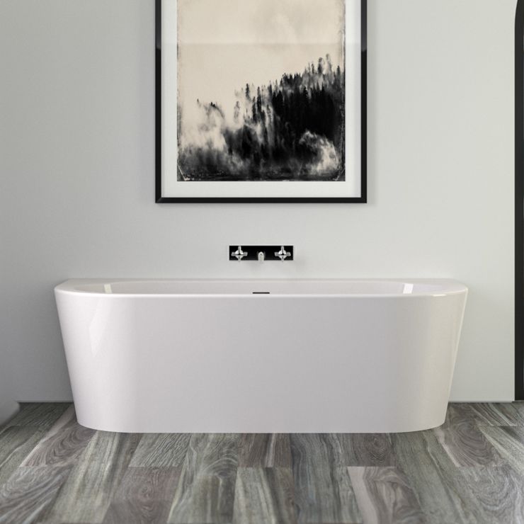 Ванна акрилова Knief Wall 180x80, щілинний перелив, білий матовий (0100277WM/010009106S) - Фото 1