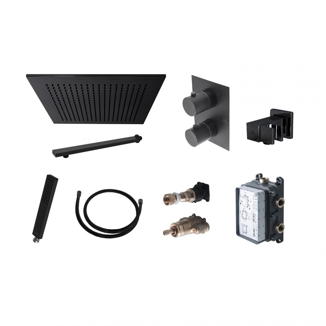 Душевой комплект Noken PACK SHOWER URBAN BLACK THERMOSTATIC с термостатом, квадратный, черный (100221930) - Фото 1