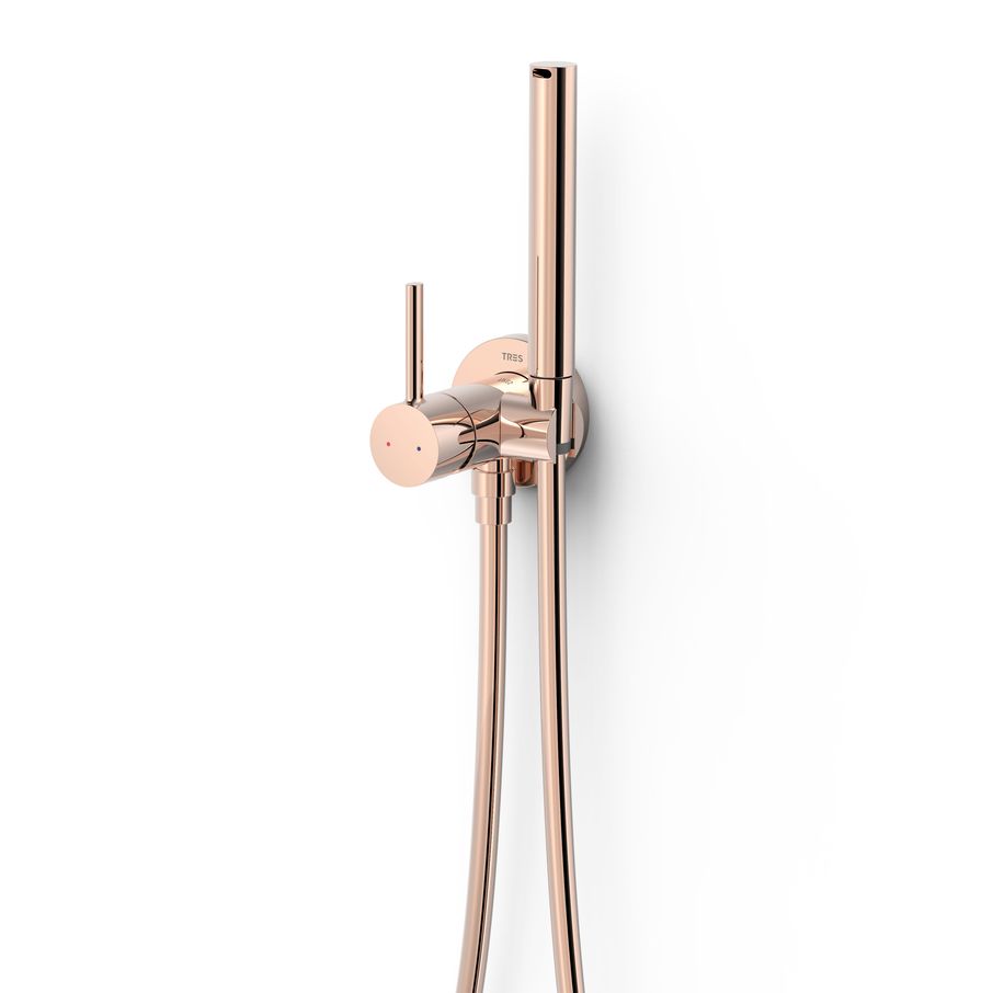 Гигиенический душ Tres Max-Tres со смесителем, розовое золото матовое 24К (134123OPM) - Фото 1