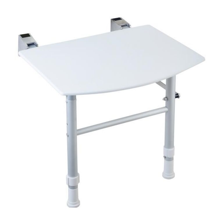 Сидіння для душу Nofer складане, з 2 регульованими ніжками, білий (15042.PIE.NBA) - Фото 1