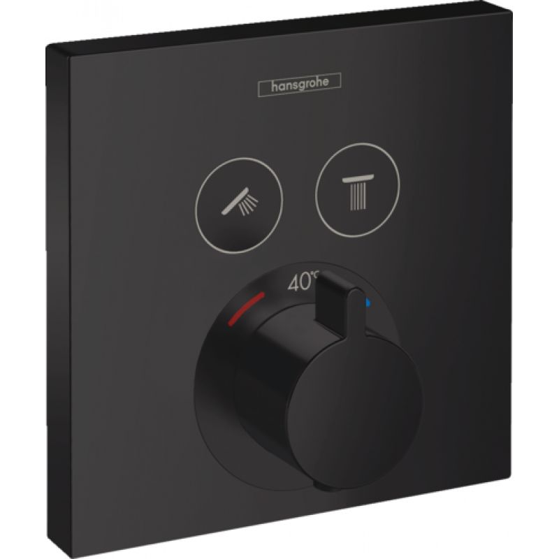 Термостат прихованого монтажу для душу Hansgrohe ShowerSelect на 2 споживача, чорний матовий (15763670) - Фото 1