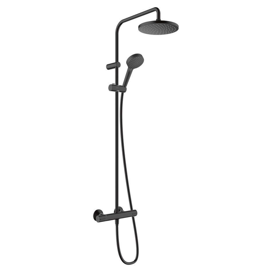 Душова система Hansgrohe Vernis Blend Showerpipe 200 1jet EcoSmart з термостатом, Matt Black (26089670) - Фото 1