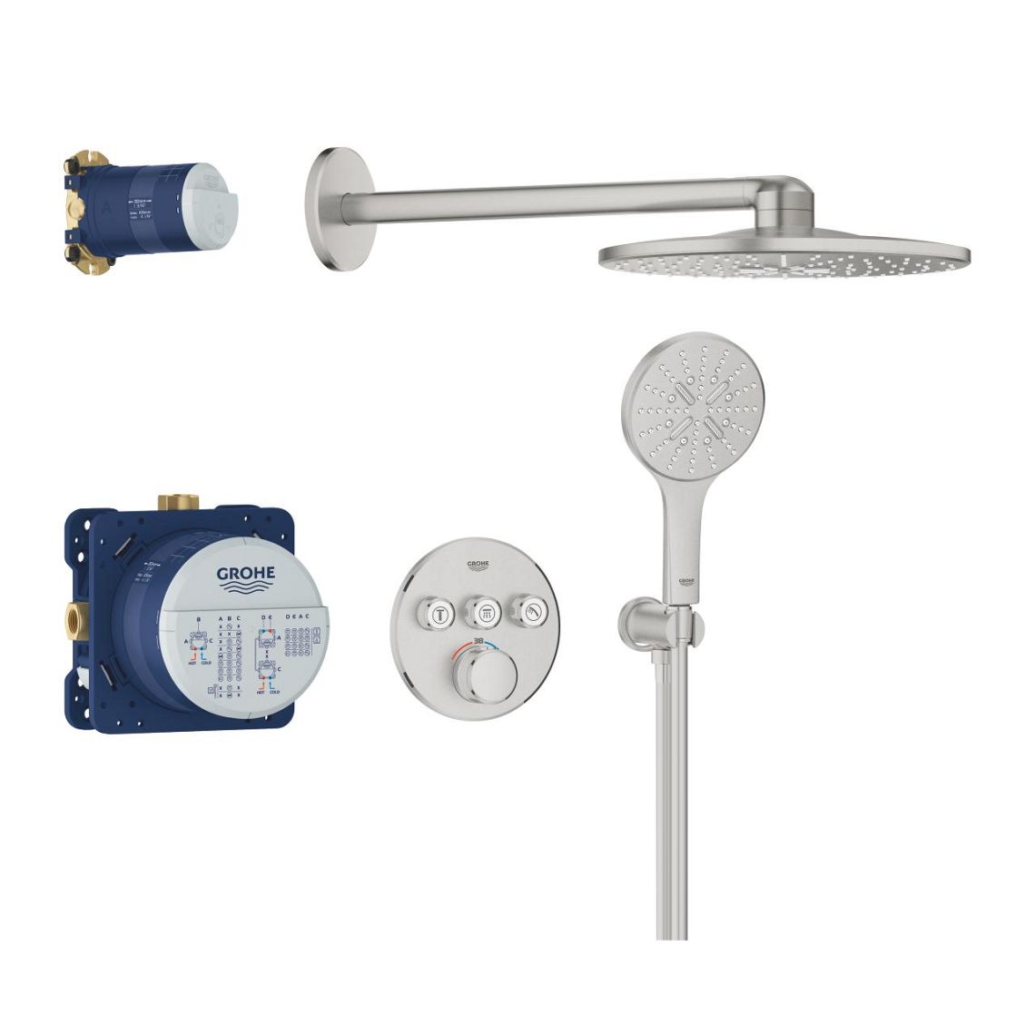 Душова система Grohe Grohtherm SmartControl прихованого монтажу з Rainshower SmartActive310, суперсталь (34863DC0) - Фото 1