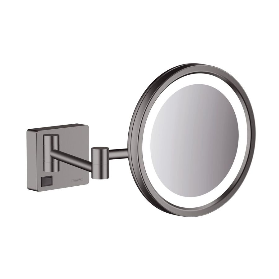 Зеркало для бритья Hansgrohe AddStoris с LED освещением, черный матовый хром (41790340) - Фото 1