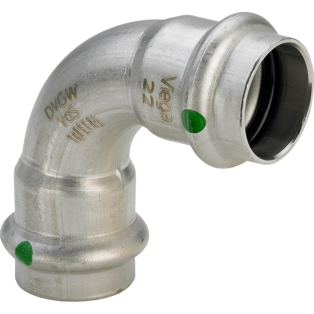 Відведення Viega Sanpress Inox, d = 35 мм, 90°, з контуром SC, нерж. сталь, прес-з'єднання (435677) - Фото 1