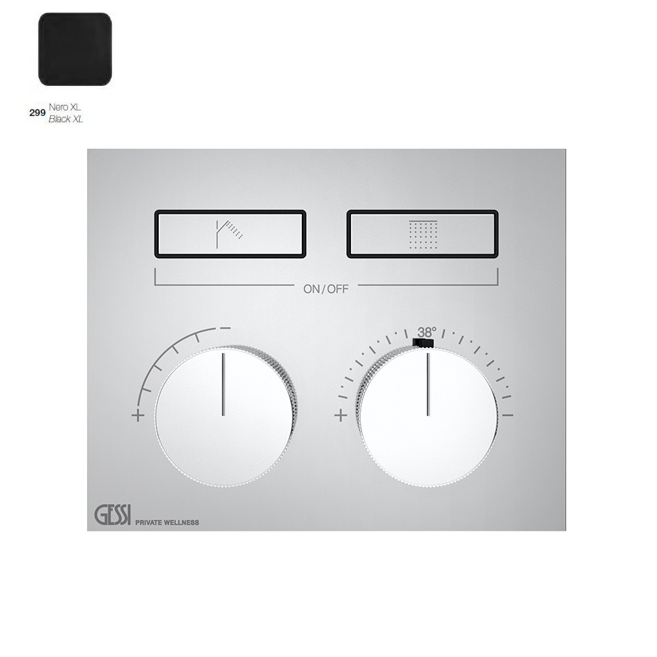Термостат для душа Gessi Hi-Fi на 2 потребителя (внешняя часть), Black XL (63004-299) - Фото 1