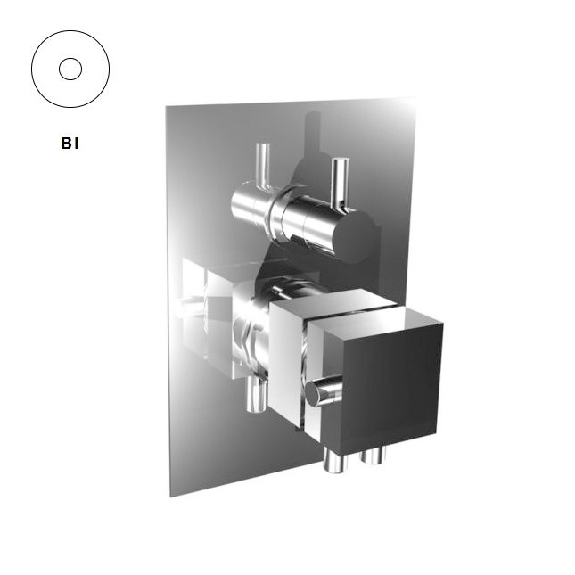Змішувач термостатичний прихованого монтажу Bongio LINE коаксіальний з механічним дивертером на 3 виходи, зовнішня частина, білий матовий (67569BI03PREU) - Фото 1