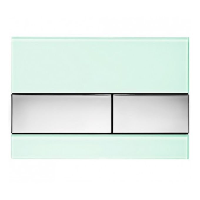 Панель смыва для унитаза TECEsquare, стекло зеленое, кнопки хром глянцевый (9240805) - Фото 1