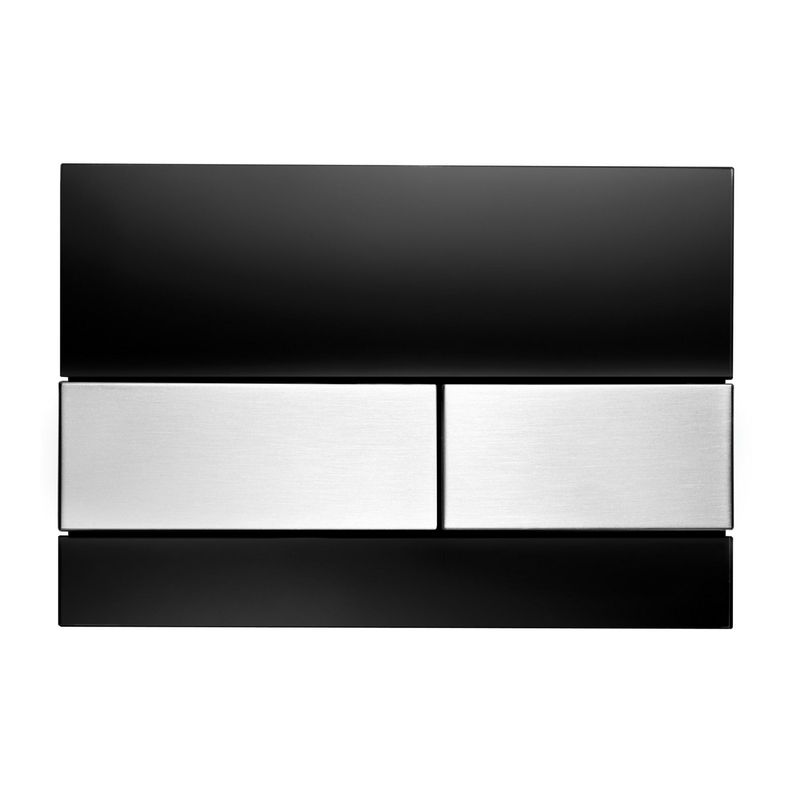 Панель смыва с двумя клавишами TECEsquare, стекло черное, кнопки нержавеющая сталь (9240806) - Фото 1