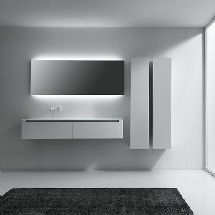 Комплект мебели Falper Edge 160х45х30 см с зеркалом LED 2x35W 160х60х4 см, белый (EA5160SXH1/69C160) - Фото 1