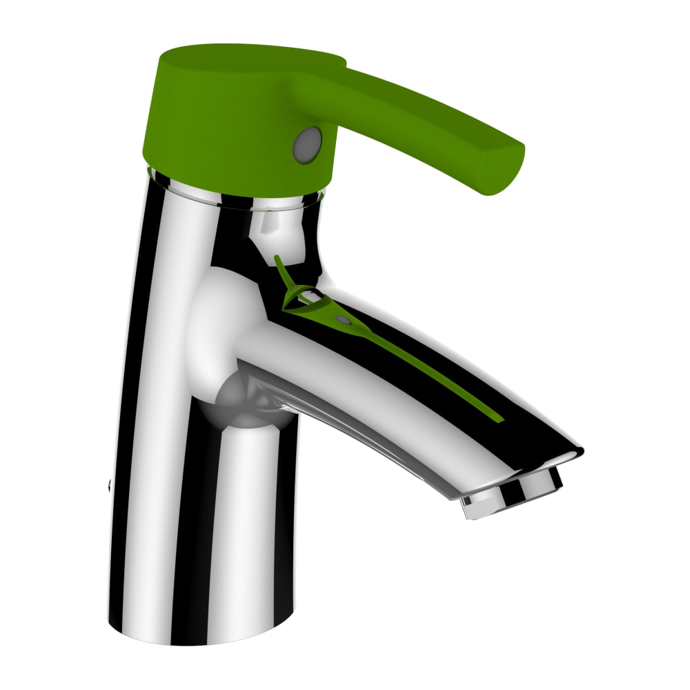 Змішувач для умивальника з донним клапаном Laufen Flora Kida, зелений важіль (HF918520020001) - Фото 1