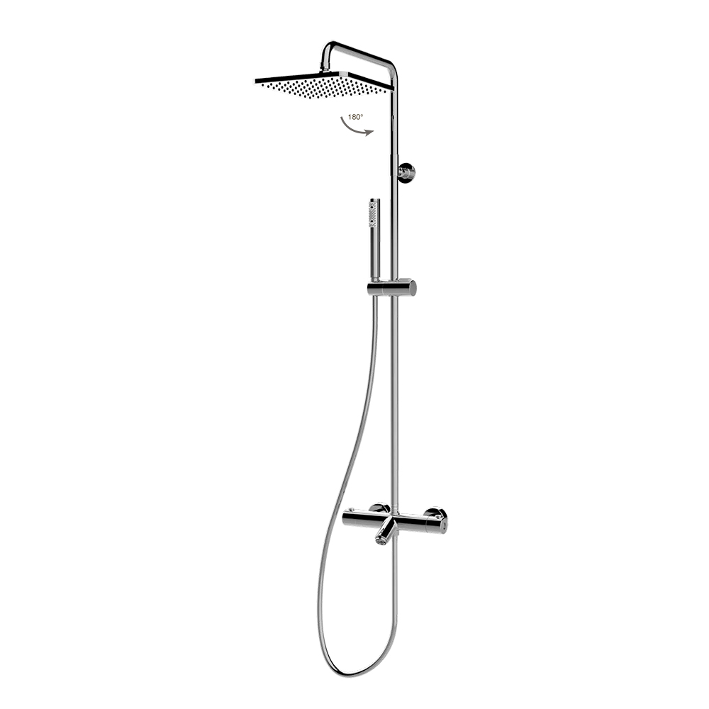 Душова система Bossini Elios Shower з термостатом, з квадратним душем, хром (L10403000030008) - Фото 1