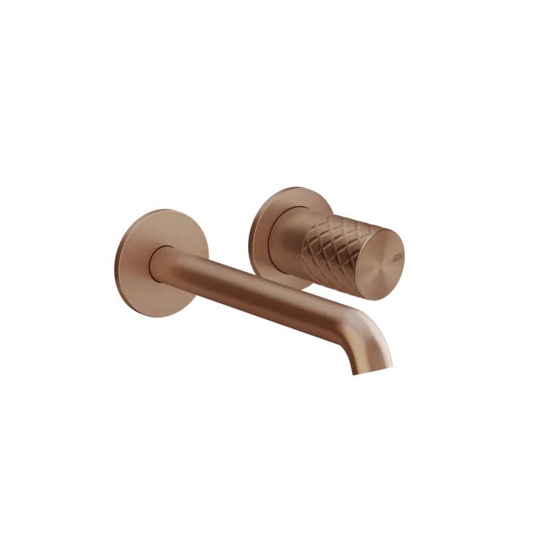 Смеситель для умывальника Gessi Habito, настенный, внешняя часть, ручка INTRECCIO, Copper Brushed PVD (70188708) - Фото 1