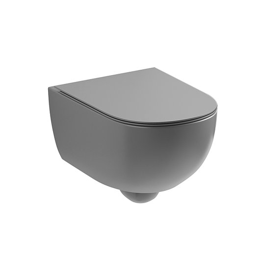 Унітаз підвісний Nic Design Pin 55х37 см безободковий, сірий матовий (003709047) - Фото 1