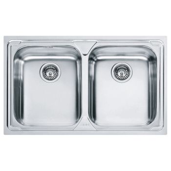 Кухонна мийка Franke Logica LLL 620-79, накладна, 2 чаші, вентиль, сифон, 79х50, нержавіюча сталь з декором (101.0381.839)