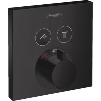 Термостат скрытого монтажа для душа Hansgrohe ShowerSelect на 2 потребителя, черный матовый (15763670)