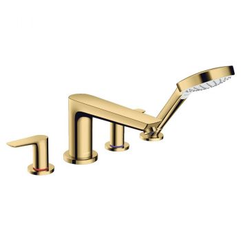 Смеситель врезной на край ванны Hansgrohe Talis E на 4 отверстия, полированное золото оптика (71748990)