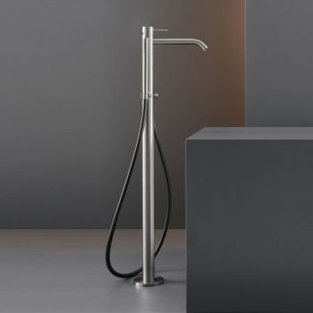 Смеситель напольный для ванны CeaDesign Milo360 H855 мм с цилиндрическим ручным душем D18 мм, сатин (MIL19S)