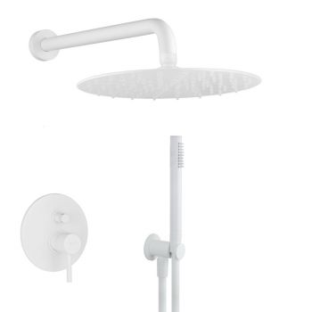 Комплект для душу Giulini:змішувач, верхній душ, ручний душ, тримач, гнучкий шланг, білий матовий (6513KB-25BO)