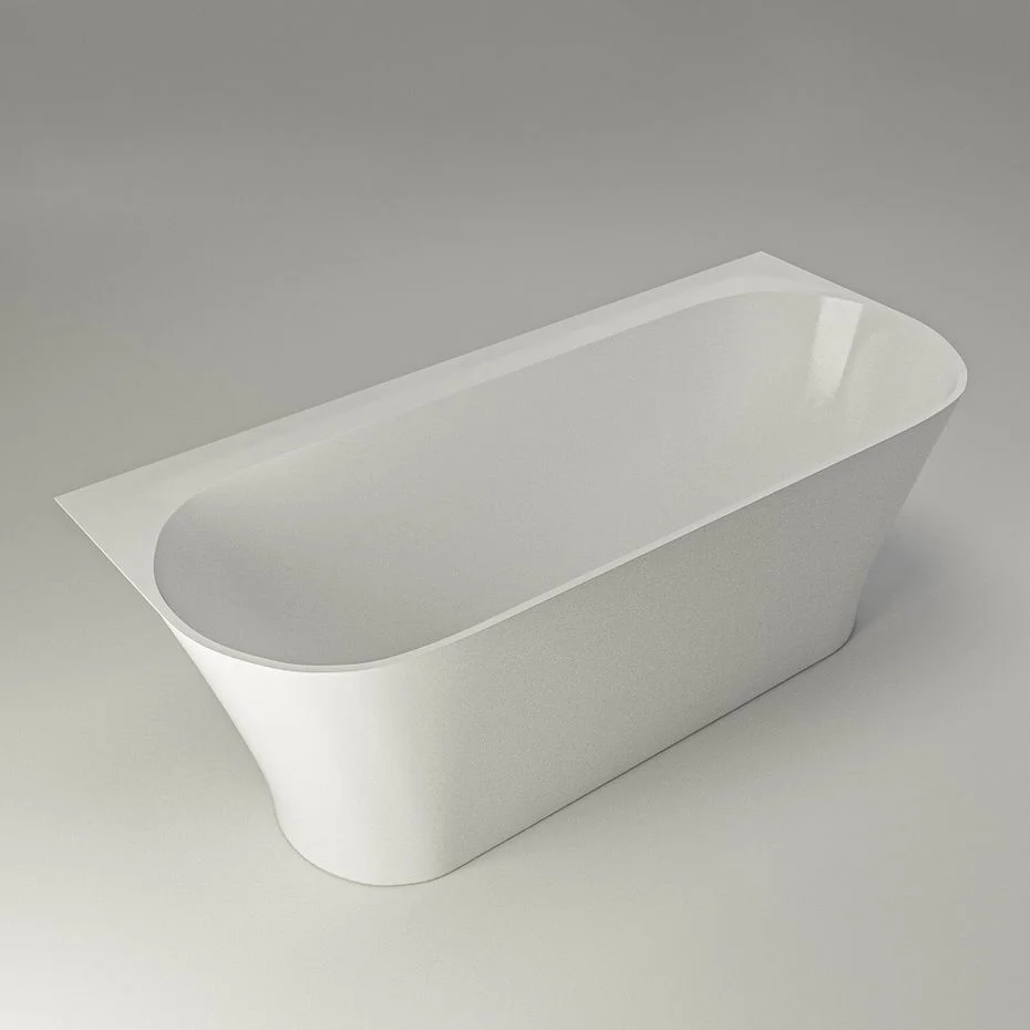 Ванна из литого камня Studio Glass Nera 160х70 пристенная, белая (NER160070) - Фото 2