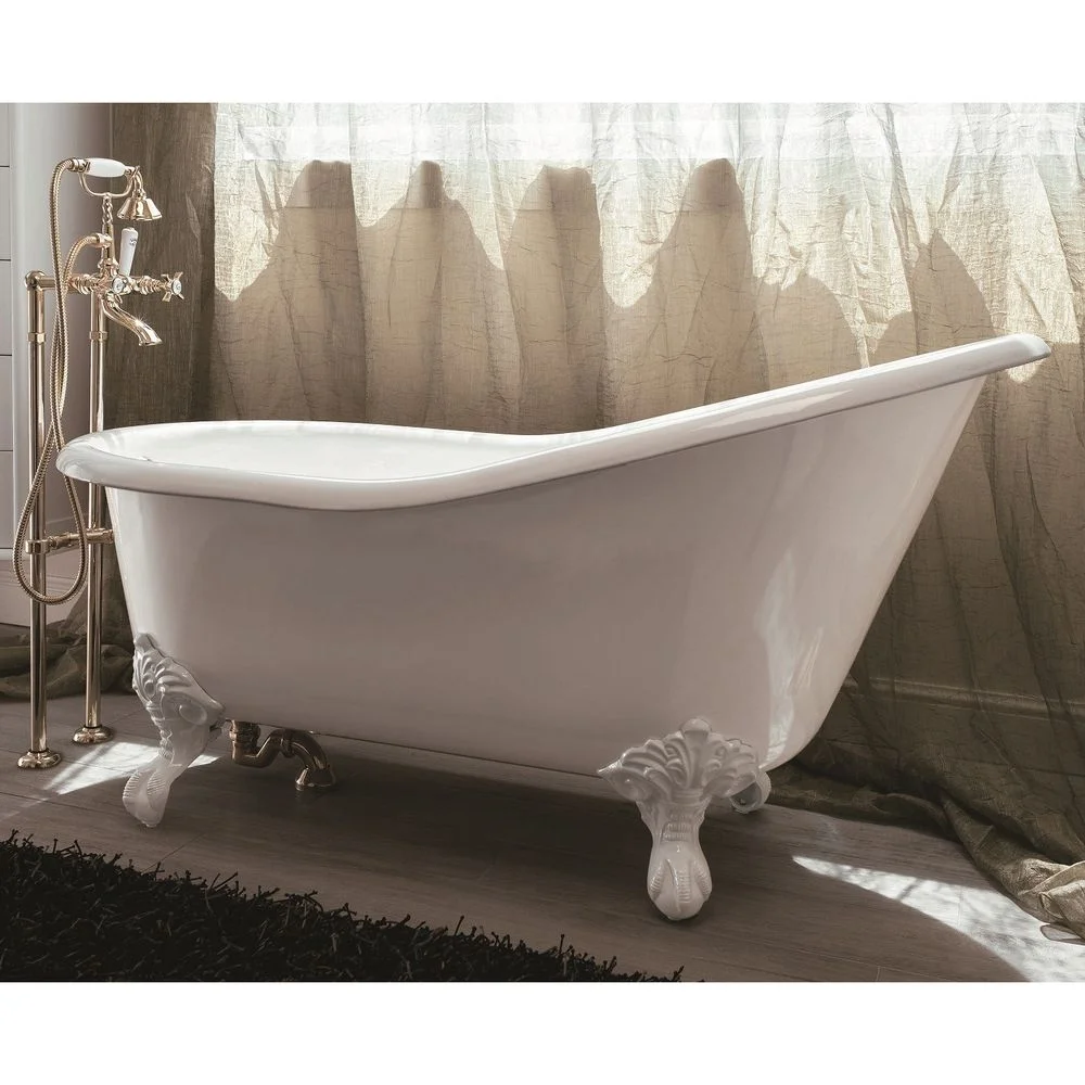 Ванна чавунна Gaia Slipper 154 окремостояча 154x76.5x77.9, білий (VRG1920BI) - Фото 3