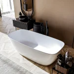 Ванна з литого каменю Studio Stone Arda 170x80 прямокутна, пристінна, біла (ARD170080) - Фото 3