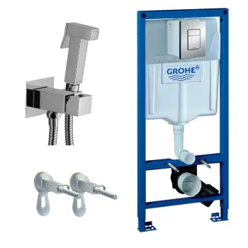 Система інсталяції для унітазу Grohe Rapid SL 3 в 1 + Гігієнічний душ із змішувачем Paffoni Tweet R, хром (38772001+ZDUP112CR)