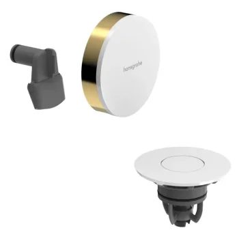 Зовнішня частина Hansgrohe Exafill II до сифона на ванну з наповненням, Polished Gold Optiс/White Gloss (58119990)