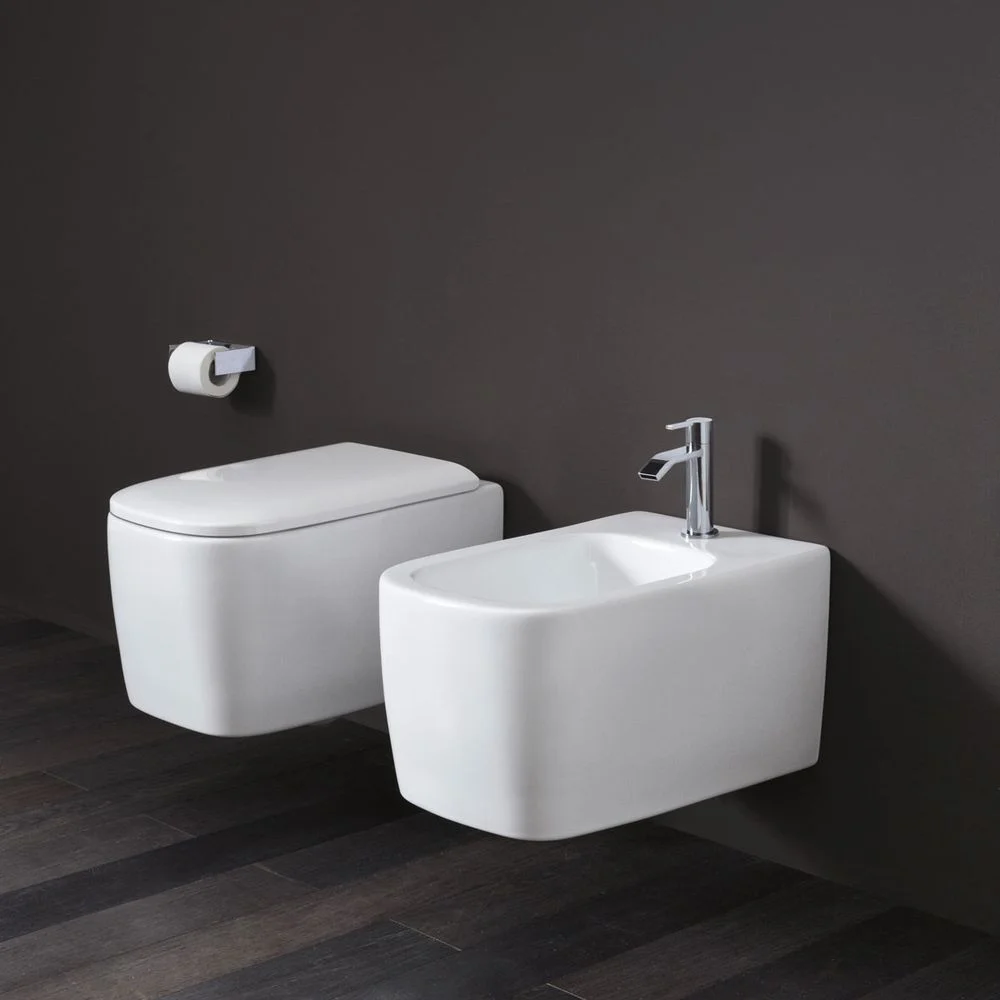 Унитаз подвесной Nic Design Semplice 55х37 см безободковый, cemento matt (003699047) - Фото 2