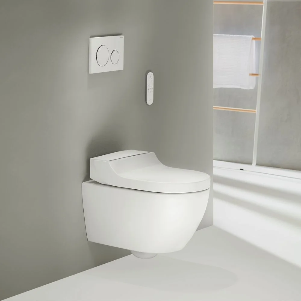 Унитаз-биде подвесной Geberit AquaClean Tuma Comfort, белый/KeraTect, декор. панель - нерж.сталь матовая (146.290.FW.1) - Фото 3