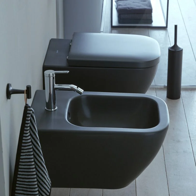Унитаз безободковый Duravit Happy D.2 Rimless, черный матовый (2222098900) - Фото 2