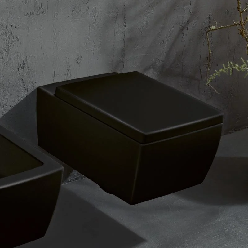 Унитаз подвесной Villeroy & Boch Memento 2.0 Ebony Ceramic Plus, черный (4633R0S5) - Фото 2
