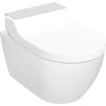 Унитаз-биде подвесной Geberit AquaClean Tuma Comfort, белый/KeraTect, декор. панель - нерж.сталь матовая (146.290.FW.1) - Фото 1