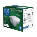 Унитаз подвесной с крышкой Duravit D-Code Rimless 565x400х450 мм, белый (45700900A1) - Фото 3