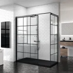 Душевая стенка Novellini Kuadra H Squares 120см, черный матовый (KUADH120-81H) - Фото 2