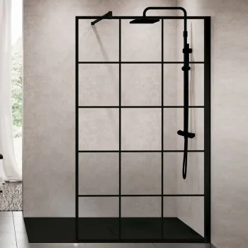 Душевая стенка Novellini Kuadra H Squares 120см, черный… - Фото №1
