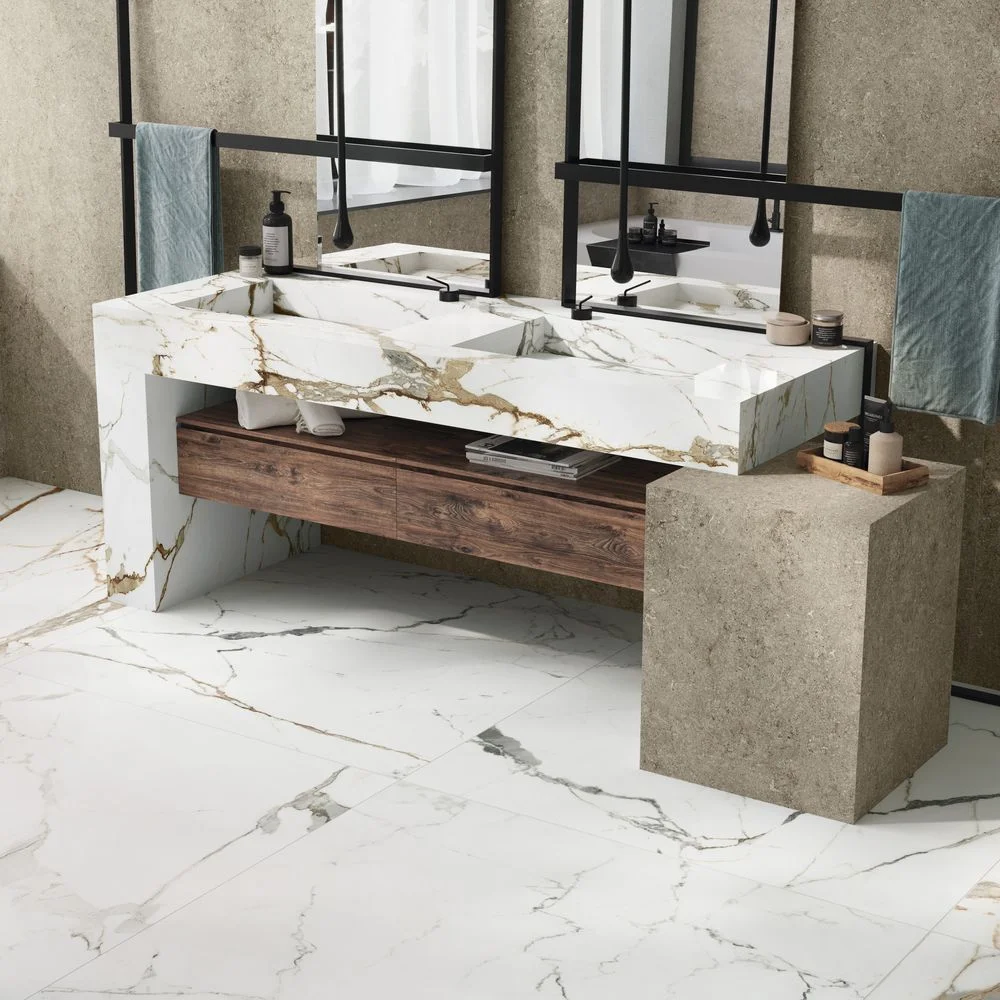 Керамогранитная плита для столешниц Florim, Marble Eternal Gold A Glossy Stuoiato Su 160х320 см 12 мм (768760) - Фото 2