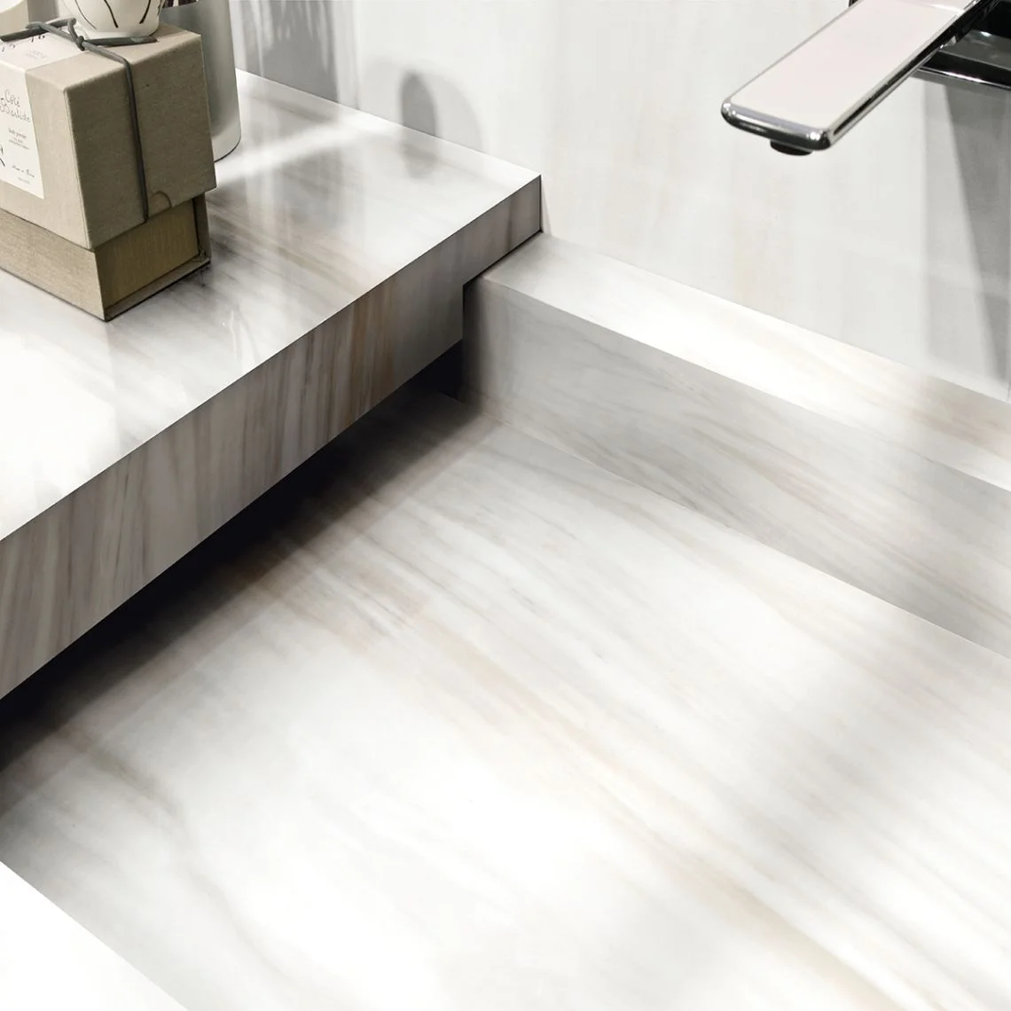 Керамогранитная плита для столешниц Florim, Marble Bianco Lasa Glossy Stuoiato Su 160х320 см 12 мм (772951) - Фото 2