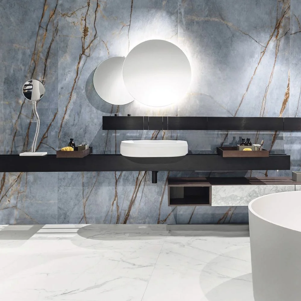 Керамогранитная плита для столешниц Florim, Marble Heritage Azure A Glossy Stuoiato Su 160х320 см 12 мм (777581) - Фото 3