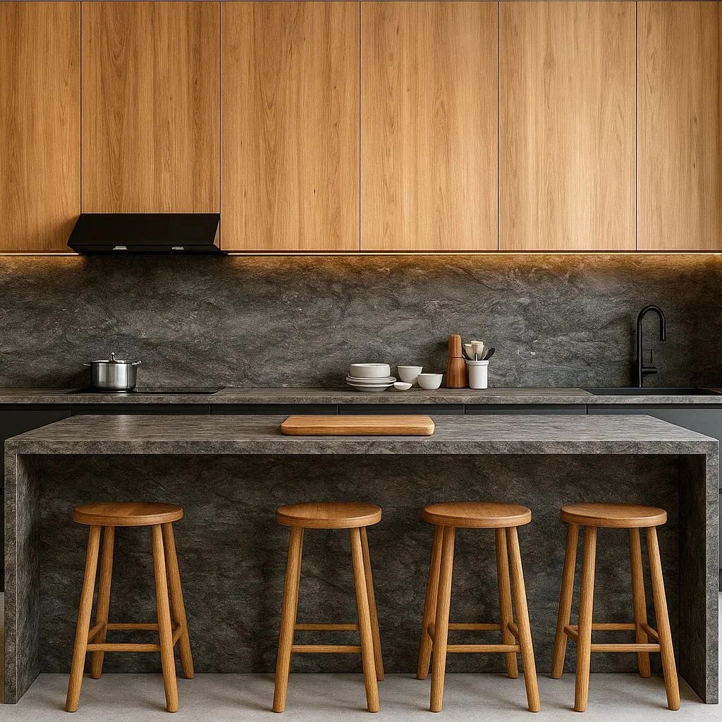 Керамогранітна плита для стільниць Florim, Stone Black Granite 160х320 Matte Leather Stu SU 12 мм (780441) - Фото 2