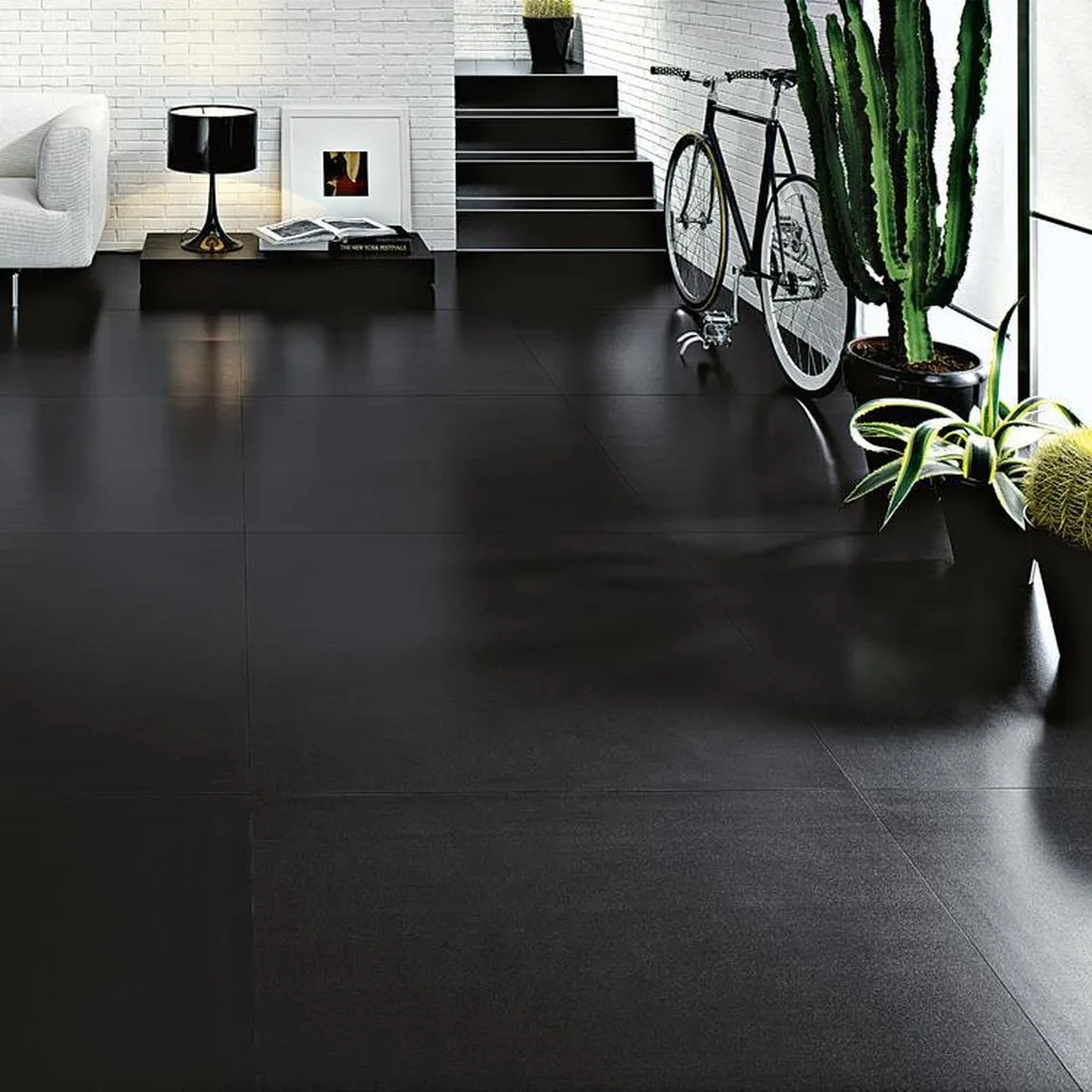 Керамогранит крупноформатный Cotto Deste, Black&White Black Glossy 5PL 300x100 см Rett 5.5 мм (AEK7KB70) - Фото 2