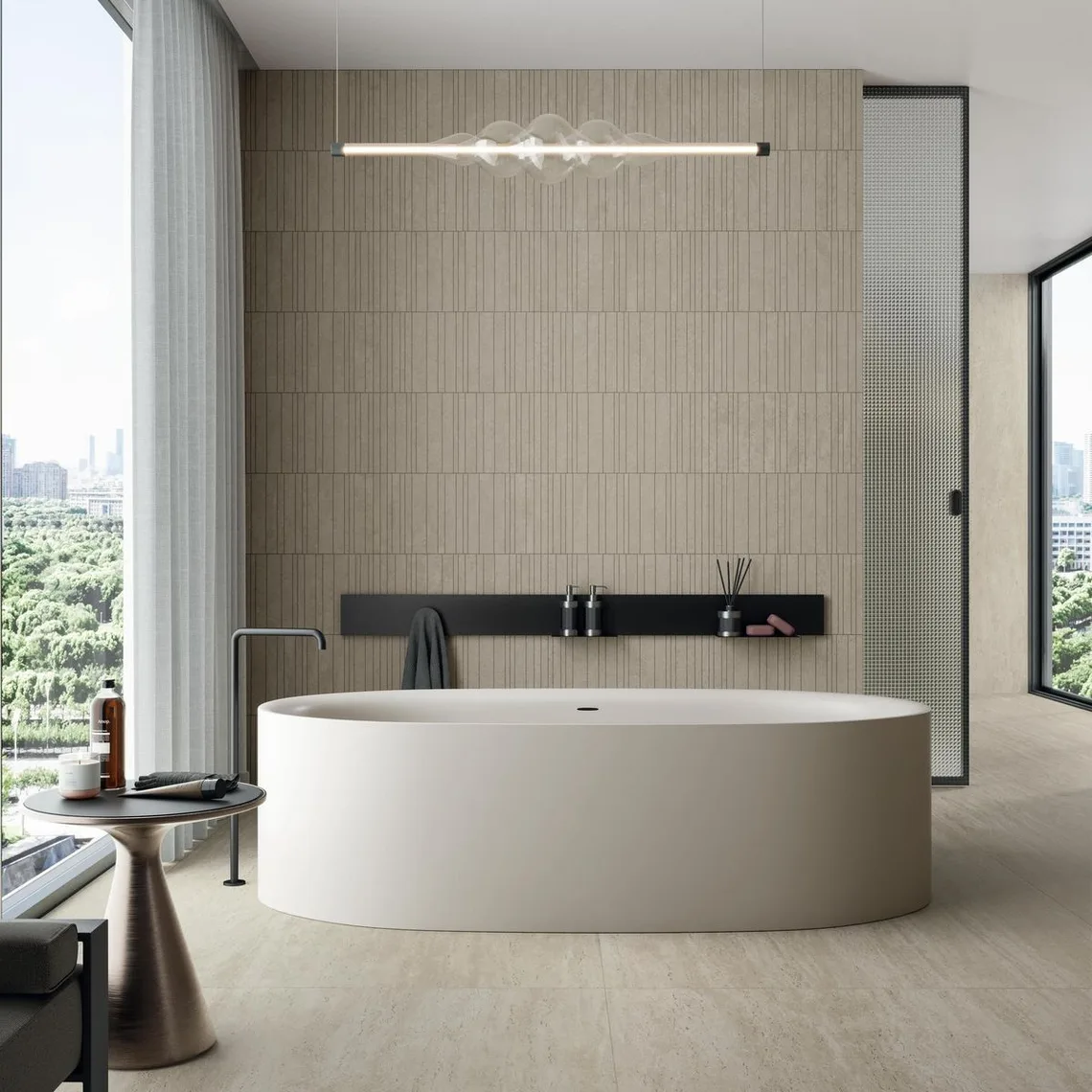 Керамограніт Atlas Concorde, Marvel Travertine White Cross Chiselled Urban Grid 29.5 x 60 см Rett 9 мм (AF9P) - Фото 2
