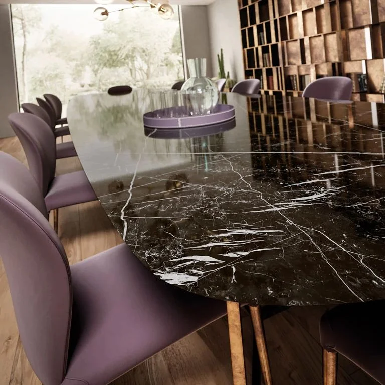 Керамогранитная плита для столешниц Atlas Plan, Nero Marquina Silk 160x320 Rt. 6 мм (AJK2) - Фото 2