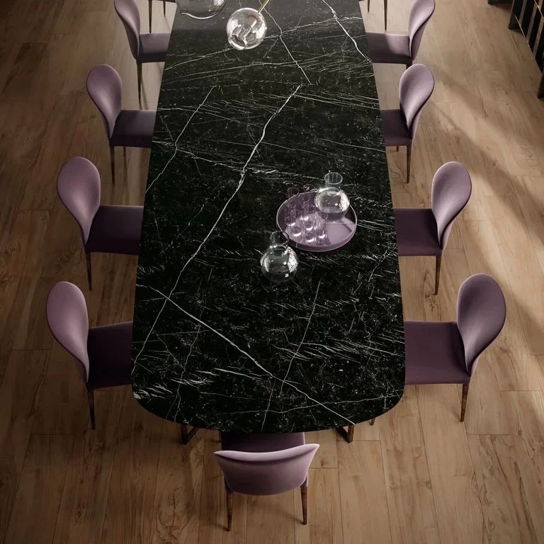 Керамогранитная плита для столешниц Atlas Plan, Nero Marquina Silk 160x320 Rt. 6 мм (AJK2) - Фото 3