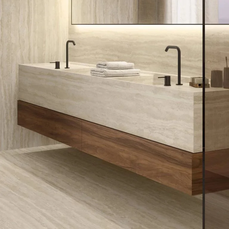 Керамогранитная плита для столешниц Atlas Plan, Travertino Sand Hammered 160x320 Rt. 6 мм (AJKQ) - Фото 2