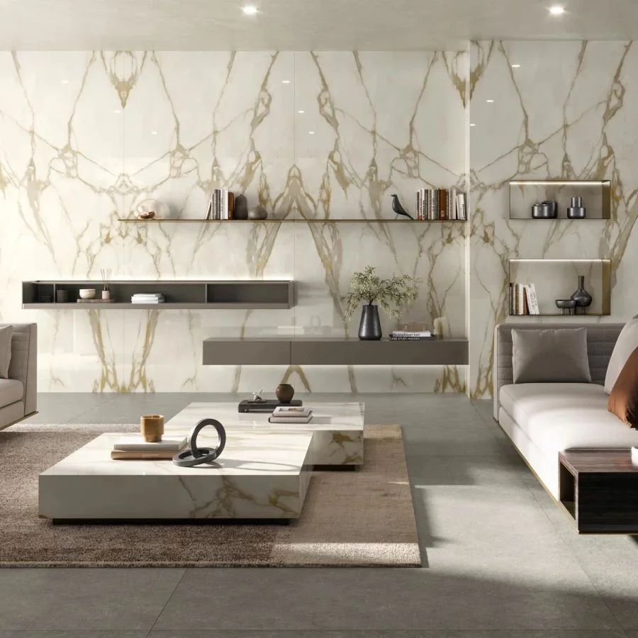 Керамогранитная плита для столешниц Atlas Plan, Calacatta Gold Polished 160x320 Rt. 6 мм (AKE6) - Фото 3