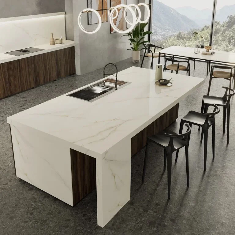 Керамогранитная плита для столешниц Atlas Plan, Calacatta Apuano Polished 160x320, Kit Endless 4 pcs Rt. 6 мм (AKFN) - Фото 3