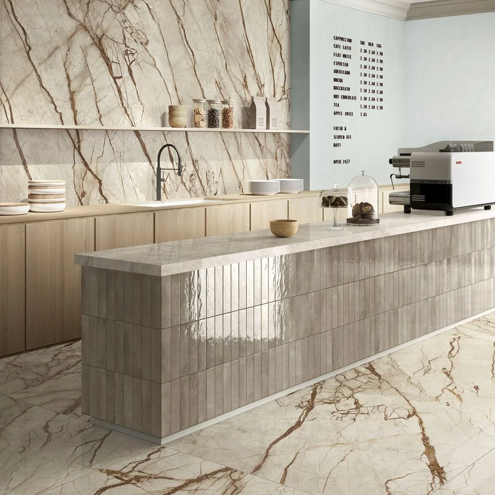 Керамогранит крупноформатный Fondovalle, Infinito 2.0 Gold River 120x278 Glossy 6 мм (INF1882) - Фото 2