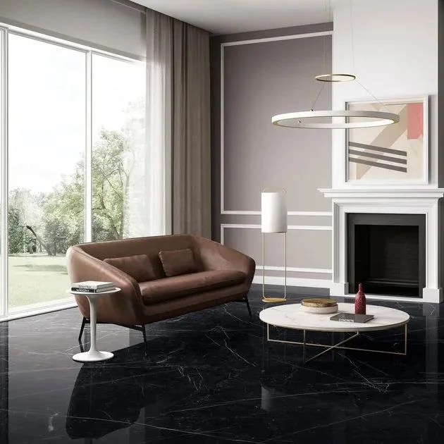 Керамогранит крупноформатный Fiandre, Marmi Maximum Dark Marquina 150х150 Lucidato Ret. 6 мм (MML5061515) - Фото 2