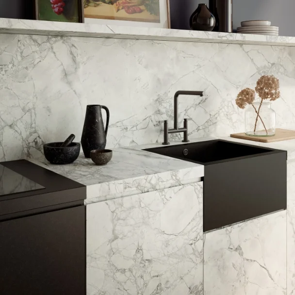 Керамогранитная плита для столешниц Marazzi, Grande Marble Look Calacatta Superwhite Satin 162х324 20 мм (MP4H) - Фото 2